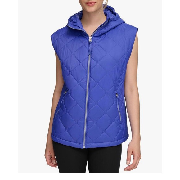 NWT Calvin Klein Performance Womens Hooded Vest Size Med Security Zip Pockets - Picture 1 of 4